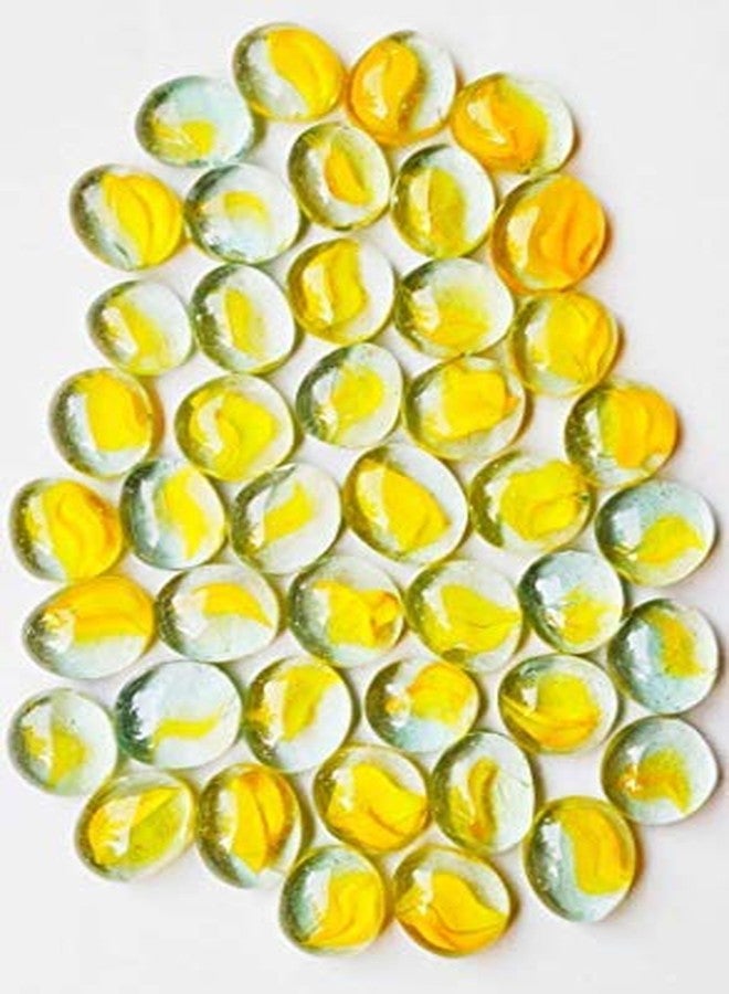 Parakh Lime Shaded Flat Round Marbles Aquarium Pebbles for Vase Fillers, Glass Gems Stone, Table Scatter, Landscaping, Aquarium Fish Tank, Party Decoration, Crystal Rocks (60 Pcs) - Image 3